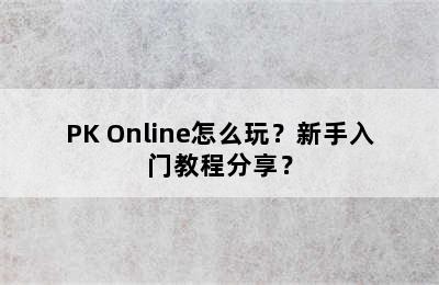 PK Online怎么玩？新手入门教程分享？